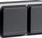 Brk Cubyko Schuko-stopcontact, dubbel, 16 A, Horiz Sup, Gr, IP55, wnc164