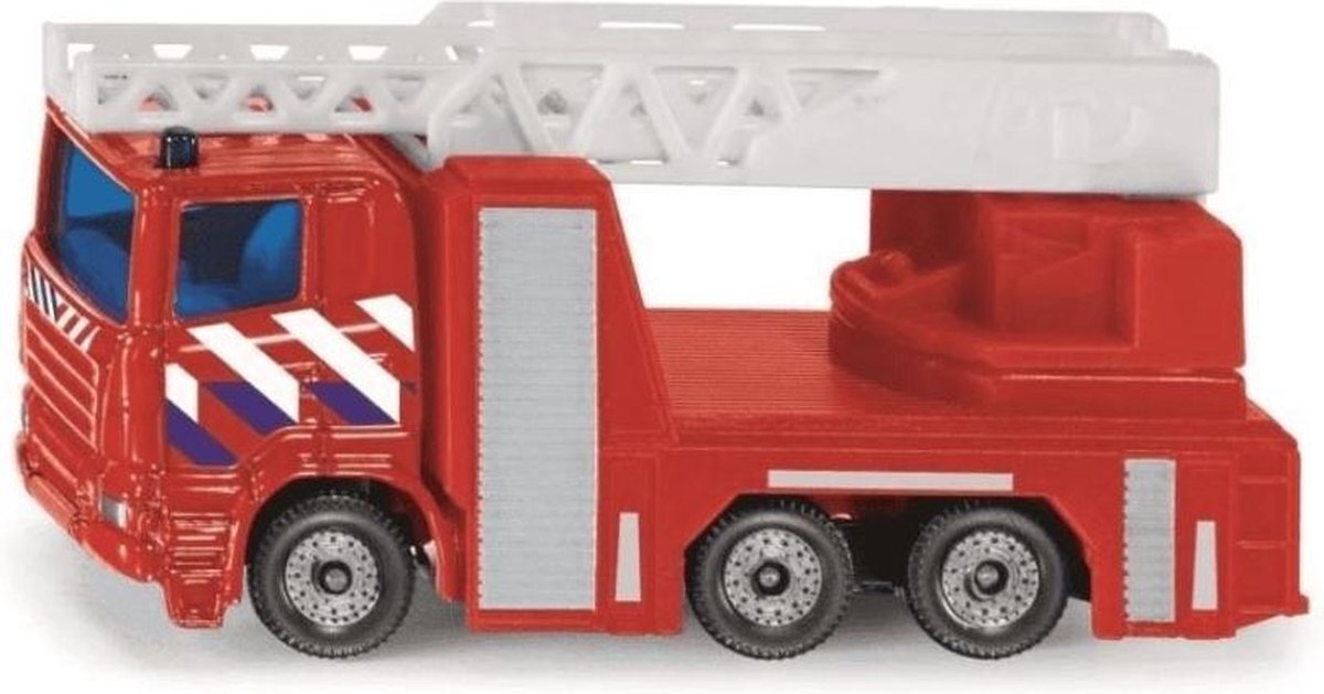SIKU 1014003, brandweer-draaistaaf Nederland, metaal/kunststof, rood, uitschuifbare en draaibare ladder