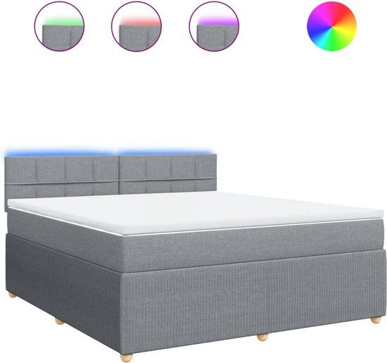 vidaXL Boxspring met matras stof lichtgrijs 180x200 cm