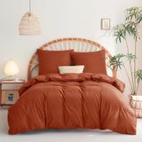 TRANKIELO® Housse de couette 155x220 cm avec 2 taies d'oreiller - 100% Microfibre - Respirant et de Soutien - Terre cuite