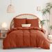 TRANKIELO® Housse de couette 155x220 cm avec 2 taies d'oreiller - 100% Microfibre - Respirant et de Soutien - Terre cuite