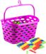 Plasticforte Panier à linge/bac à pince à linge - fuchsia rose - avec 72x pinces à linge en plastique