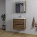 Saniclass Chaci Ensemble de meubles de salle de bain - 60x46x55cm - lavabo en céramique blanc - 1 vasque - 1 trou de robinetterie - 2 tiroirs - armoire miroir - noyer (bois)