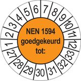 Merkloos / Sans marque Ricard Keuringsstickers NEN 1594 Goedgekeurd tot 2027 | 50 stuks, Ø 35 mm | Oranje