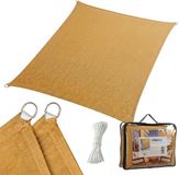 Merkloos Relaxdays Schaduwdoek - 3x4 m - Rechthoekig - Zandkleurig