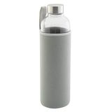 axentia Borosilicaatglazen fles, waterfles met neopreen deksel en schroefdop, Ø ca. 8 cm, hoogte ca. 27,5 cm, transparant/grijs
