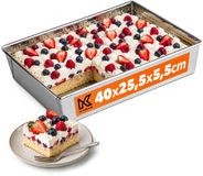 KADAX Vierkante bakvorm van verzinkt staal met antiaanbaklaag, rechthoekige cakevorm, voor cake, cheesecake, brownie, bakvorm, warmteverdeling, onderhoudsvriendelijk, zilver (40 x 25,5 x 5,5 cm)
