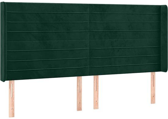 vidaXL Hoofdbord met randen 183x16x118/128 cm fluweel donkergroen