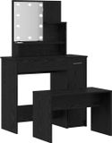 vidaXL Table de maquillage LED Chêne noir