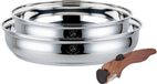 Royal Swiss® Set de poêles Inox – 3 pièces – Poignée amovible – 24 et 28 cm – Compatible induction