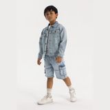 Minoti jongens cargo shorts denim katoen blauw