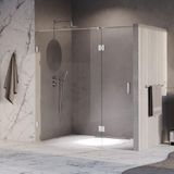 Brauer Void - Nisdeur - 2-Delig - Helder Glas - 200 x 200 cm - Omkeerbaar - met Draaideur 70 cm - Aan Glas - incl. Glascoating - Chroom