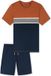 SCHIESSER Pyjama Kort Heren Colorblock Admiraal 100% Katoen