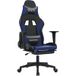 Icecat Chaise de jeu avec repose-pieds, similicuir noir et bleu
