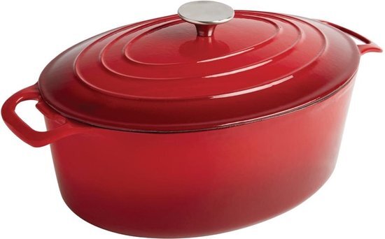 Vogue Ovale Gietijzeren Braadpan 5ltr Rood