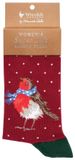 Wrendale Designs Chaussettes de Noël - 'Season's Tweetings' Robin Socks - Chaussettes Rouge-gorge - Taille 37-41