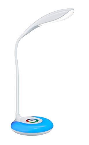 Reality Leuchten LED bureaulamp Krait R52781201, kunststof wit, voet met kleurverandering RGB LED, incl. 3,5 Watt LED