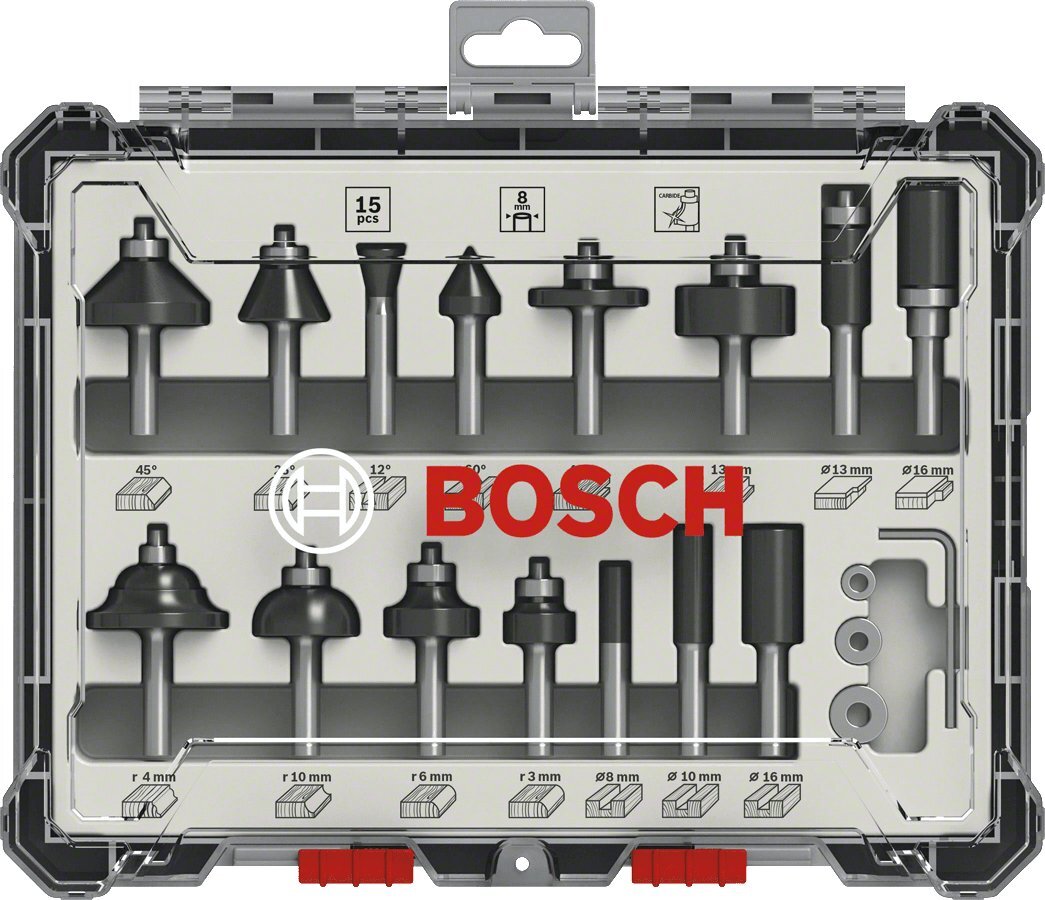 Bosch frezenset gemengd 15-delig