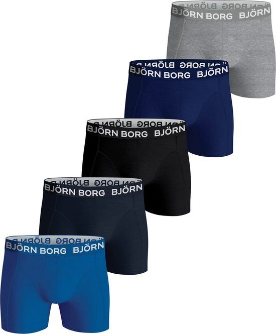 Björn Borg Core Boxershorts - 5-Pack - Boys' Size 146-152 - Black, Blue & Grey