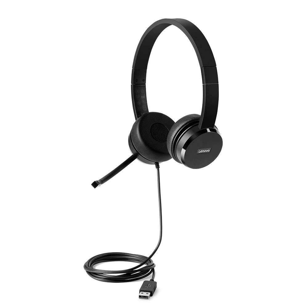 Lenovo 100 - Headset - On-ear - Bedraad - USB - Zwart