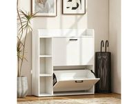 HOMCOM Meuble à Chaussures Slim 15 Paires 2 Tiroirs Blanc