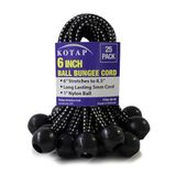 Kotap BB-6B Ball Bungee, 6-inch, zwart, 25-delig