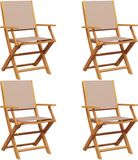 vidaXL Set de chaises pliantes, tissu taupe et bois massif.