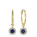 Lucardi Dames Oorbellen blauw/wit zirkonia - Oorbellen - Cadeau - 14 Karaat Goud - Geelgoud