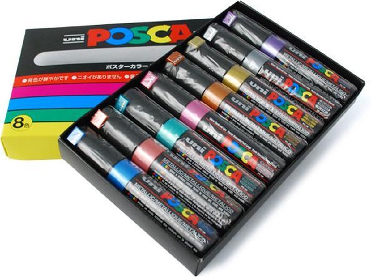 Posca PC-8K 8mm Metallic 8x Marker Set