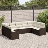 vidaXL Tuinbank - Set - 9 zitplekken - Bruin - Polyrattan