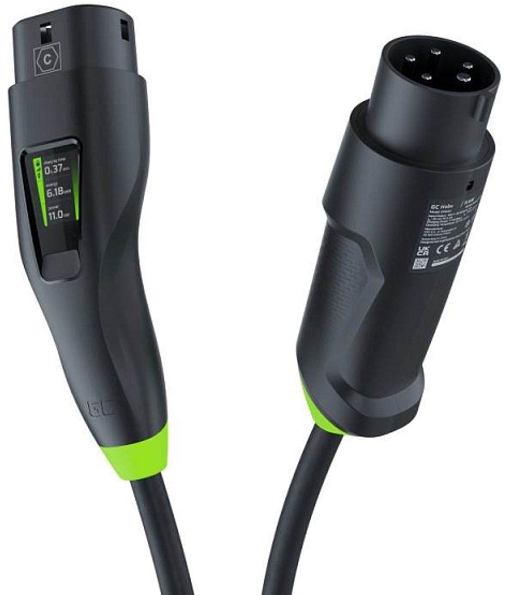 Green Cell Habu EV Cargador Portátil Wallbox 11kW 7m Tipo 2 a CEE 16A con GC App Cable Carga Coche Electrico Compatible para Model 3, Y, S, X, 500e, e-208, ID.4, ID.5, EV6, Mach-E