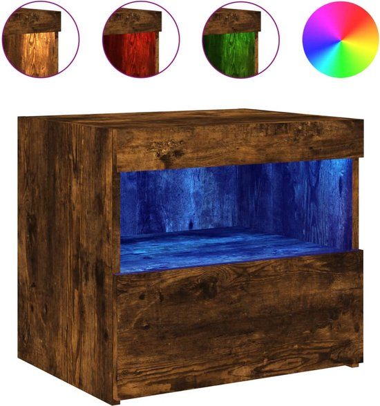 vidaXL Nachtkastje met LED-verlichting 50x40x45 cm gerookt eikenkleur
