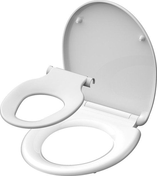 SCHÜTTE WC-Bril 82940 FAMILY WHITE - Duroplast - Soft Close - Afklikbaar - Geïntegreerde Kinderzitting - Gelakt - Wit