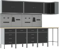 vidaXL Werkkast Set met Lade en Plank met Opslag 12 st Zwart en Grijs
