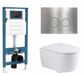 QeramiQ Dely Swirl Toiletset - reservoir encastré Qeramiq Flush - abattant 35mm - plaque de commande métal inox - boutons ronds - blanc brillant