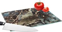 KitchenYeah Glazen Snijplank - 28x20 cm - Marmer - Goud - Antibacterieel - Anti-slip