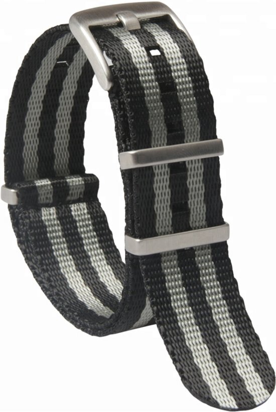 Swyft Horlogeband Nato Strap - Zwart Grijs/James Bond Nato - 18mm