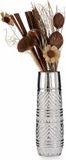 Giftdecor - Vase à fleurs - motif moderne argenté - 10 x 30 cm - céramique