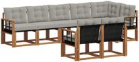 vidaXL - Hoek loungeset - 8 zitplaatsen - Acacia hout - Naturel en lichtgrijs