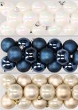 Kaemingk B.V. 48x stuks boules de Noël en plastique mélange nacré blanc, bleu foncé et champagne 4 cm
