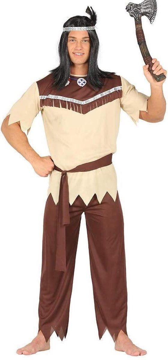 Fiestas Guirca Indiaan Verkleedpak Heren Bruin Polyester Maat L