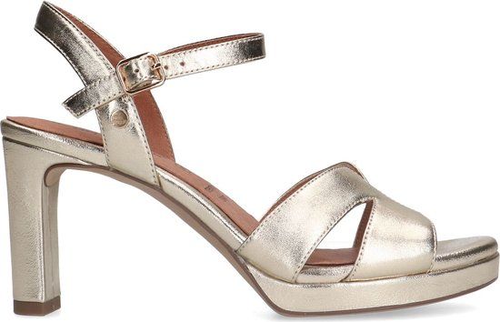 No Stress - Dames - Gouden leren sandalen met hak - Maat 41