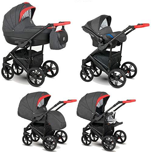 Lux4Kids ChillyKids Trio kinderwagen Isofix autostoel 12 kleuren Leo Black antraciet BA-7 2-in-1 zonder babyzitje