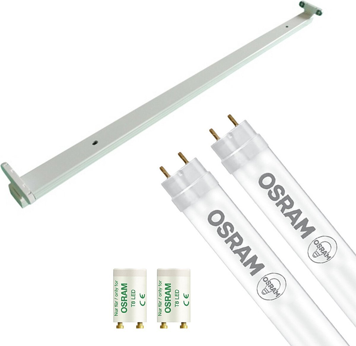 Qualu LED TL Armatuur met T8 Buis - OSRAM SubstiTUBE Value EM 840 - Igia Dybolo - 150cm Dubbel - 38.2W - Natuurlijk Wit 4000K