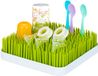 Merkloos Little Choice afdruiprek voor babyflessen - 23 x 23 cm - kunststof - gras design - groen/wit