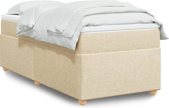vidaXL Boxspring met matras crèmekleurig 90x190 cm Stof