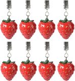 Decoris Tafelkleedgewichtjes/hangers - 12x - Aardbei - Kunststeen - Rood