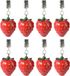 Decoris Tafelkleedgewichtjes/hangers - 12x - Aardbei - Kunststeen - Rood