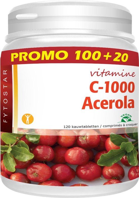 Fytostar Acerola C 1000 - Vitamine C - 120 Kauwtabletten - Vegan
