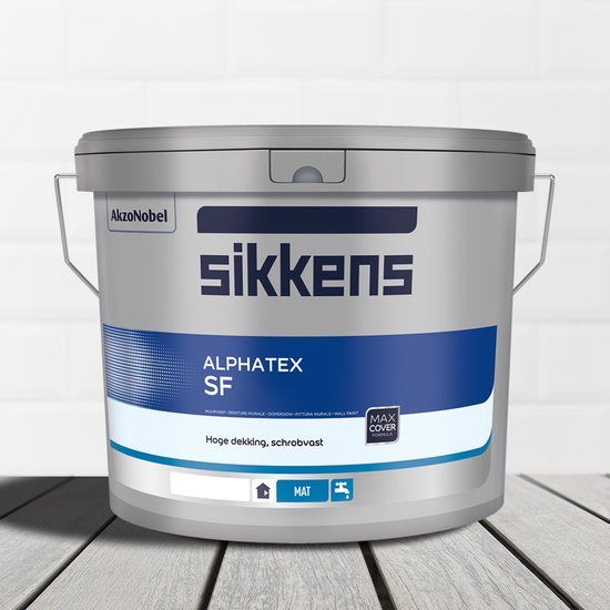 Sikkens Alphatex SF 5 liter - RAL 9010 Wit Mat - Waterbasis - Binnen - Hout